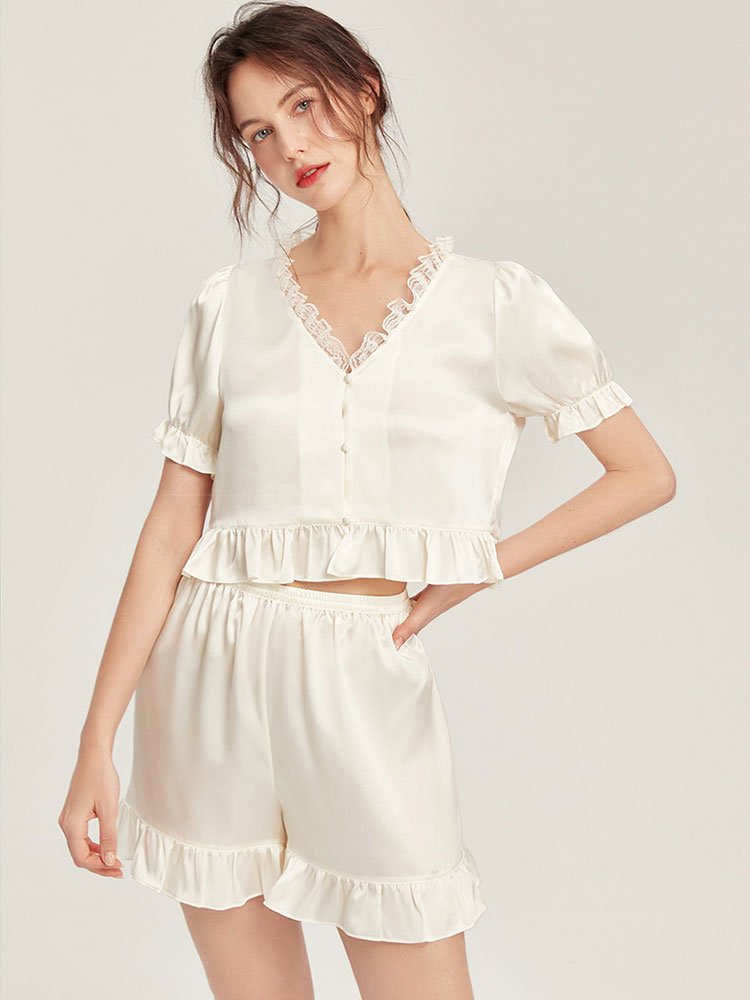 DIFALAY Wholesale Silk Short -Sleeve Sleepwear Set - Image 2