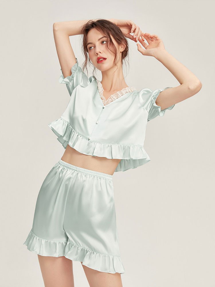 DIFALAY Wholesale Silk Short -Sleeve Sleepwear Set