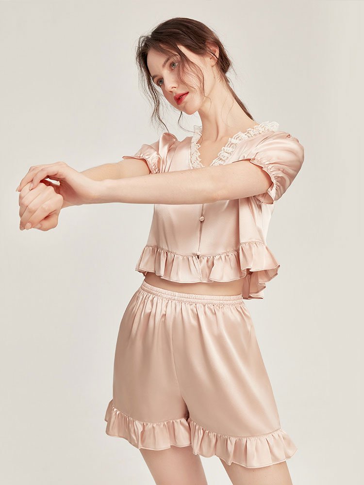 DIFALAY Wholesale Silk Short -Sleeve Sleepwear Set - Image 7